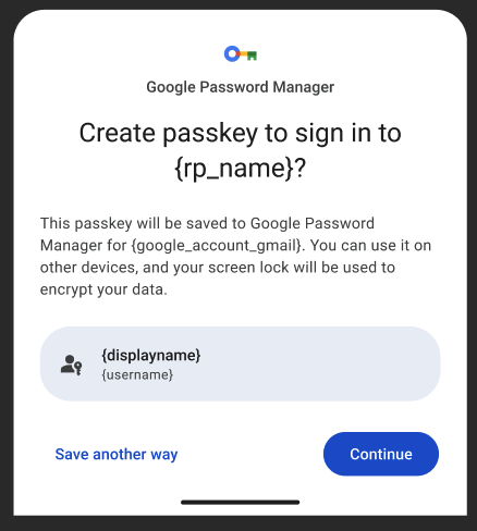 Google Password Manager sign in copy