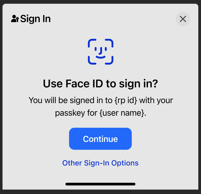 Apple iOS sign in UX copy